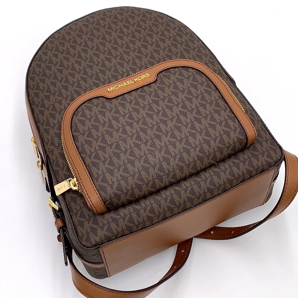 MICHAEL KORS JAYCEE MEDIUM BACKPACK BROWN SIGNATURE COLOR NWT - Picture 14 of 16